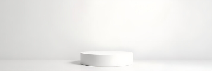 Simple white stone pedestal with minimal stand for presentation product display backgrounds in a clean and sleek design style._00002_