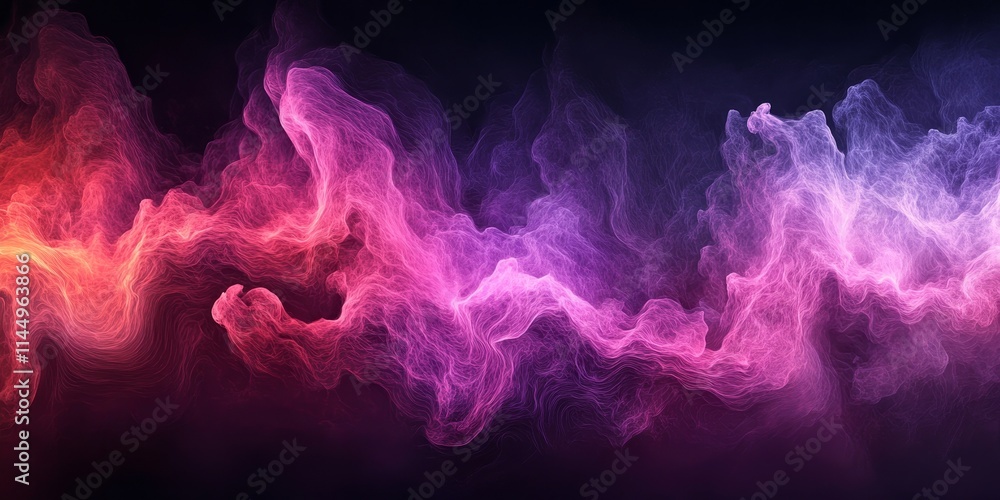Wall mural purple pink white black grainy gradient background abstract glowing color wave on dark backdrop nois