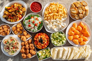 Delightful feast featuring a vibrant array of dishes perfect for a summer gathering