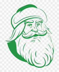 Santa Claus. Saint Nicolas. Father Christmas. Vintage Santa Claus head. Silhouette. Symbol of New Year and Christmas. Vector flat illustration on transparent background