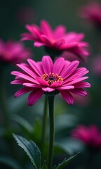 Obraz premium Vibrant pink daisies macro photography soft focus background