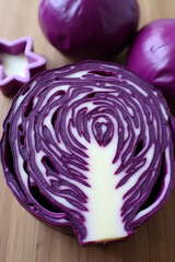 Obraz premium Purple cabbage is a natural, healthy vegetable option for vegetarians and can be easily cut into various shapes using a die cutter._00002_