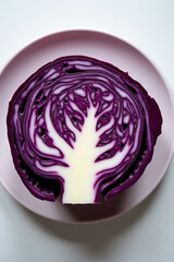Obraz premium Purple cabbage is a natural, healthy vegetable option for vegetarians and can be easily cut into various shapes using a die cutter._00001_