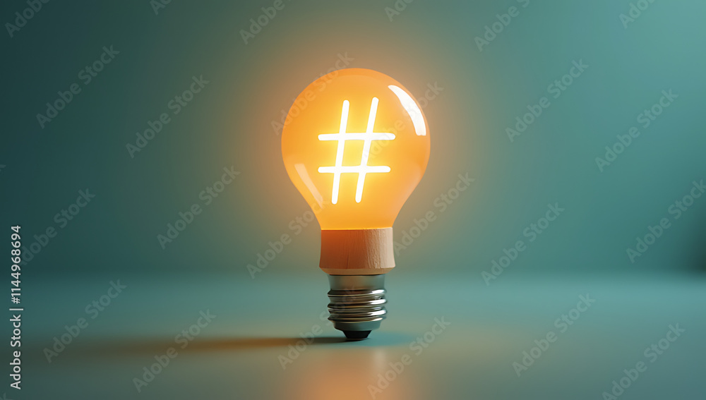 Aufkleber pencil and lightbulb combine to create a unique hashtag symbol representing social media and creativ