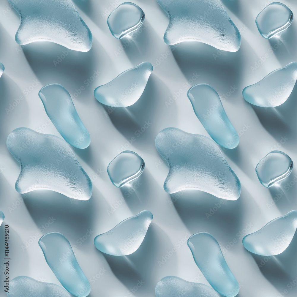 Poster seamless pattern of ice droplets in cool blue tones for refreshing and modern design applications