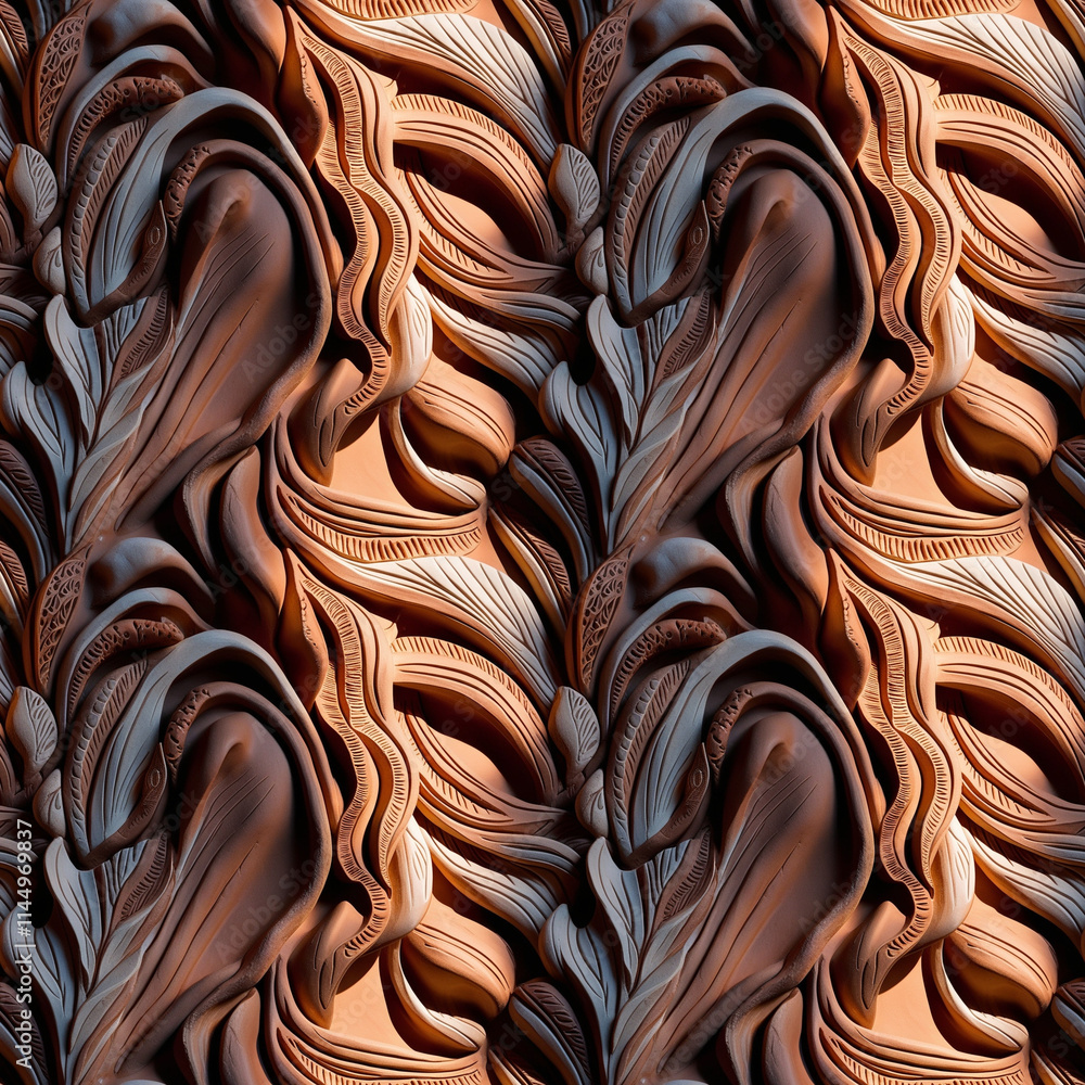 Poster seamless fluid texture pattern in warm chocolate and caramel tones for luxurious design applications