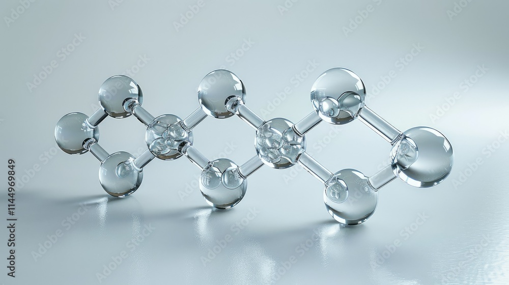Poster a 3d molecular structure representation showcasing interconnected spheres.