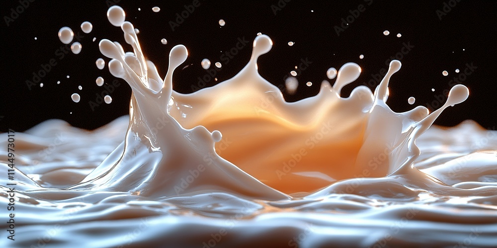 Aufkleber dynamic splash of liquid creating ripples against a dark background in a detailed close-up shot