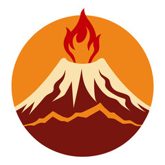 volcano larvaeare hatching is on fire silhouerre on retro vintage background vector art illustration t-shirt design art