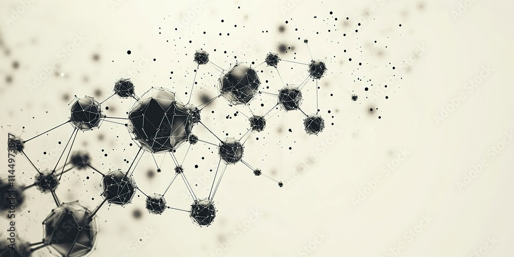 Aufkleber network of connected molecules floating in a minimalistic background showcasing scientific explorati