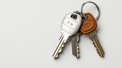 Close-up showcase of modern luxury car keys indoor setting high-quality image minimalist background focus on detail for automotive enthusiasts