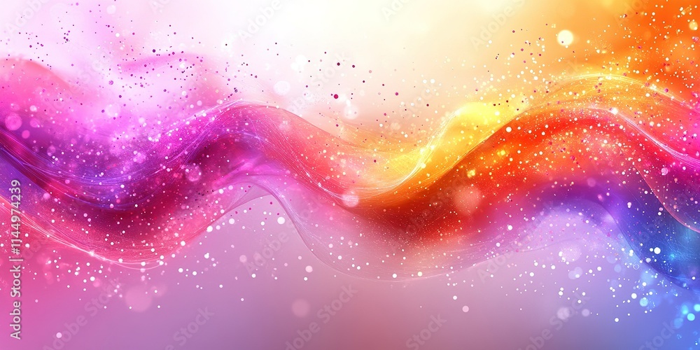 Poster vibrant abstract waves with colorful gradients and sparkling effects in a dynamic composition