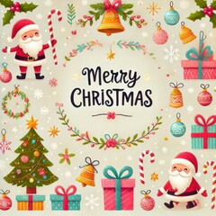 christmas card with santa claus and gifts content created with generative AI software