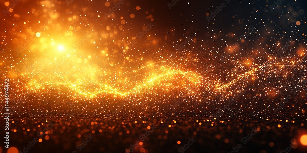 Poster bright and dynamic display of golden sparks and light particles creating an energetic atmosphere