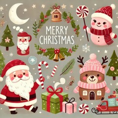 christmas card with santa claus and gifts content created with generative AI software
