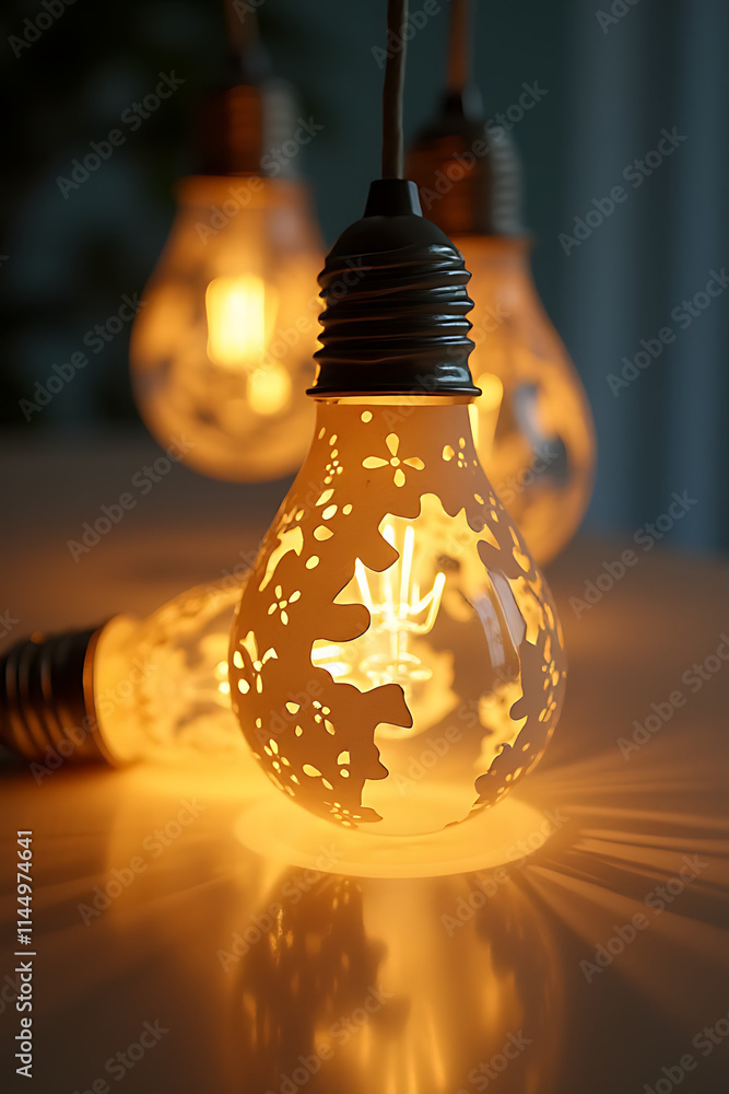 Poster making light bulbs from paper cutouts, a unique and innovative business concept using simple materia