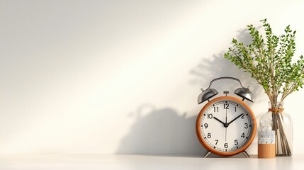 Modern desk clock displaying subtle shadows on clean surface contemporary workspace still life photography minimalist environment close-up view design aesthetics for seo impact