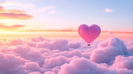 Obraz premium Surreal Heart-Shaped Hot Air Balloon Scene