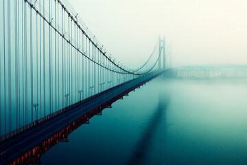 Fototapeta premium Misty morning embrace over the silent bridge