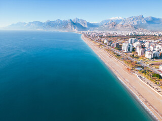 Naklejka premium Famous Konyaalti Antalya Beach aerial view