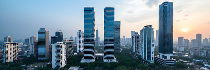 Obraz premium In Bangkok, Thailand, modern skyscrapers like this one are now common, especially near bustling city areas like this location._00003_