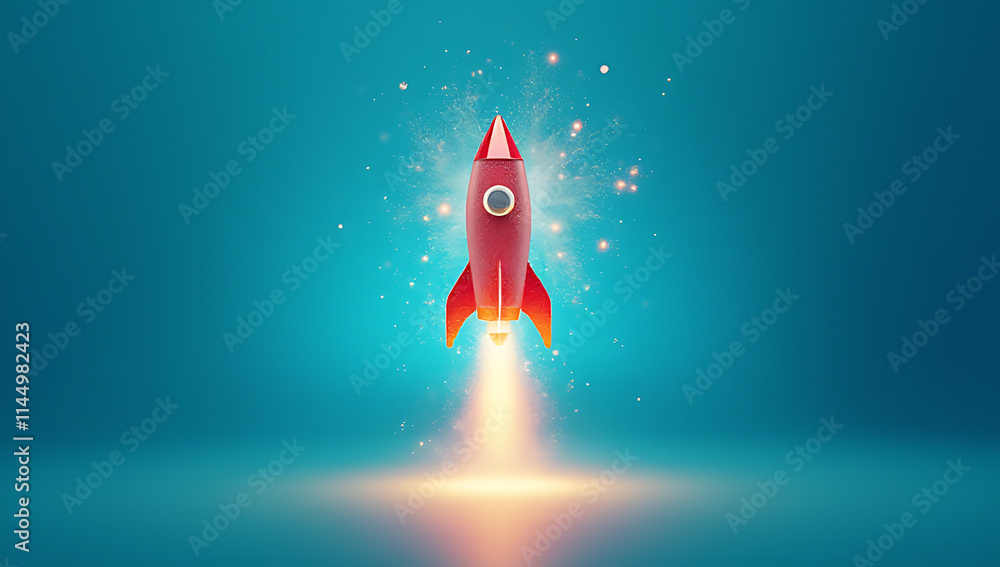 Poster fresh innovative ideas burst forth with colorful sparks of creativity on a bright blue background li