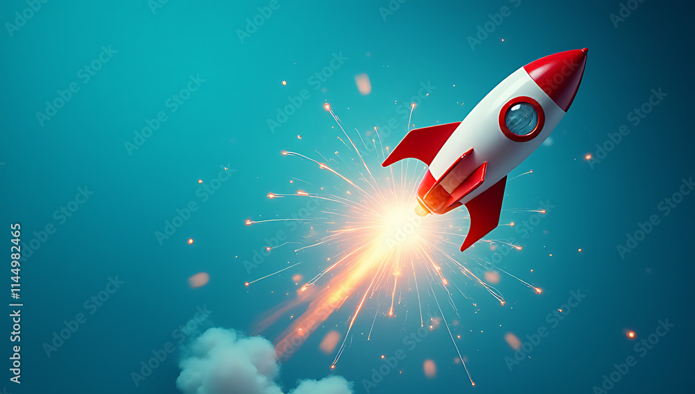 Poster fresh innovative ideas burst forth with colorful sparks of creativity on a bright blue background li
