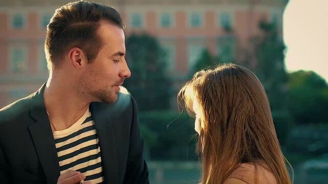 A Romantic Couple Enjoying and Sharing a Beautiful Moment Together in the Outdoors