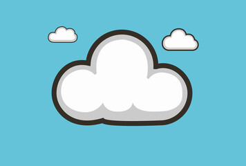 Minimalist Cartoon Clouds on Blue Sky Background Illustration