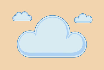 Simple Blue Clouds on Peach Background Illustration