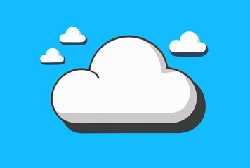 Cartoon White Clouds on Light Blue Background Illustration