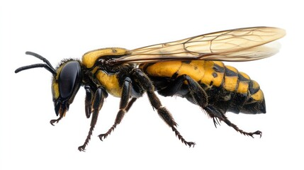 Hyper Detailed Honey Bee On A White Background