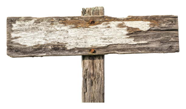 Weathered wooden signpost, rustic texture. Navigation and adventure concept