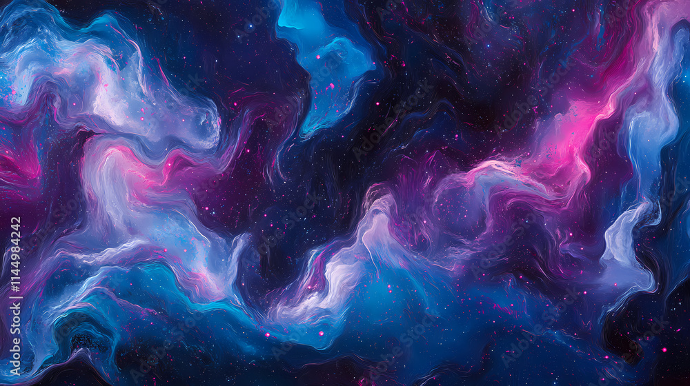 Wall mural mesmerizing cosmic nebula with swirling galaxies vibrant stars and ethereal dust clouds in deep purp