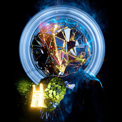 background,music album cover, abstract silhouette demon	