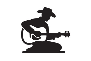 musician plays the guitar icon silhouette illustration with white background 8