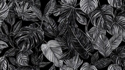 Stunning Black and White Tropical Leaf Pattern Design for Home Decor