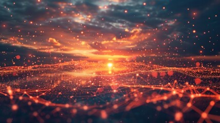 Mesmerizing surreal nightscape with a glowing cosmos reflected on the still surface of a serene lake creating a dreamlike transcendent atmosphere of mystery and wonder