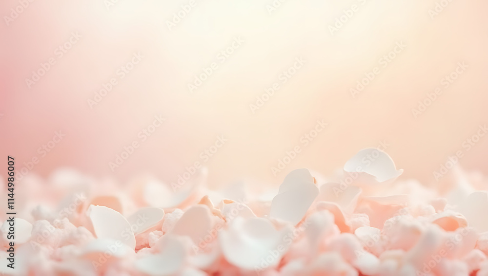 Poster Eggshell fragments scatter across delicate pastel hues creating a soft and whimsical atmosphere in each image displayed._00002_