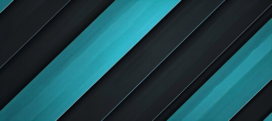 Obraz premium A professional abstract background in cyan and black with bold diagonal lines creating a minimalistic geometric design.