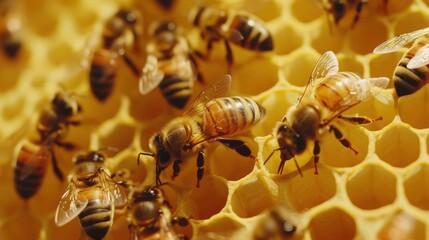 Hyper Realistic Honey Bee Stock Photo