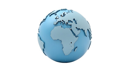 Fototapeta premium PNG of A 3D globe showcasing Earth's continents with a focus on Africa, symbolizing global connectivity on transparent background.