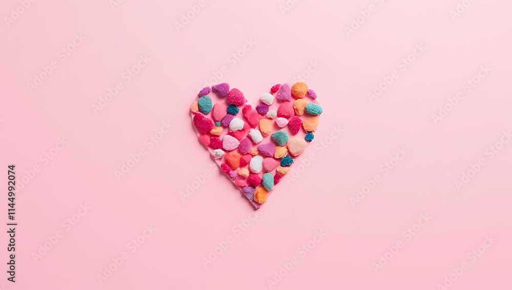 Poster Create a colorful DIY heart design on a soft pink background for a whimsical and feminine touch to your artwork._00002_