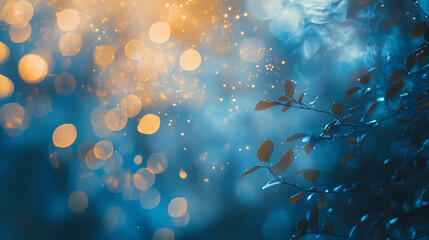 Abstract blue background with shimmering bokeh lights creating a dreamy and ethereal atmosphere, dreamy. Etherean. Illustration