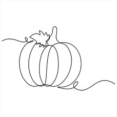Pumpkin one line continuous single line art drawing outline design illustration