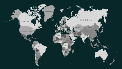 World map. Modern color vector map. Silhouette map