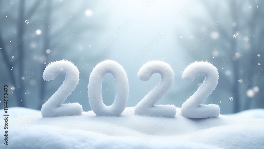 Poster Concepts for winter celebration featuring a snowing background with subtle hints of the year 2022 in simple yet elegant design._00001_