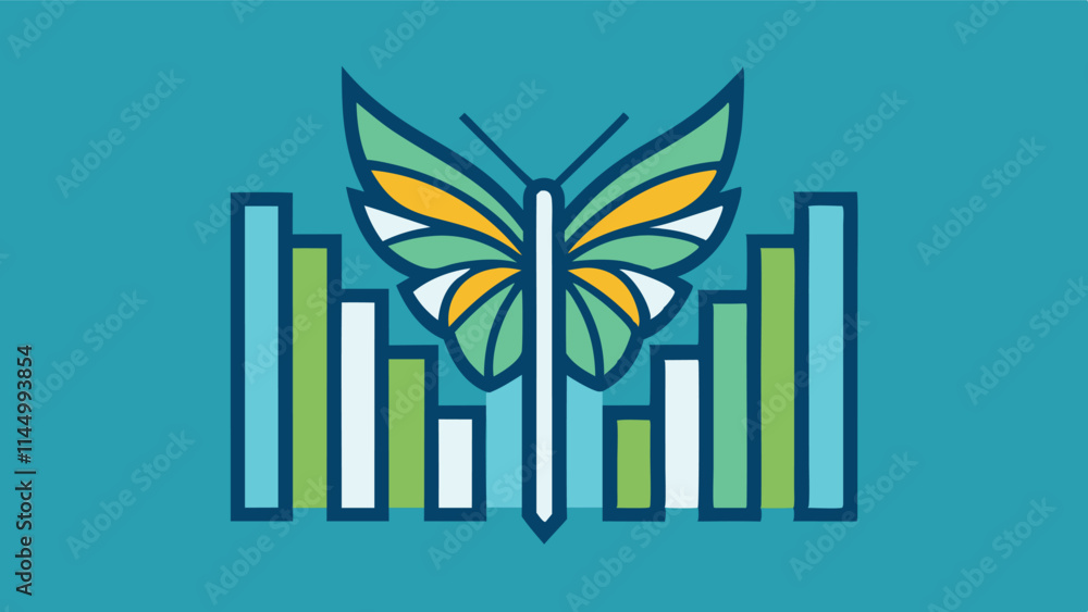Poster stylized vector design featuring urban skyline with decorative leaves, showcasing a blend of modern 
