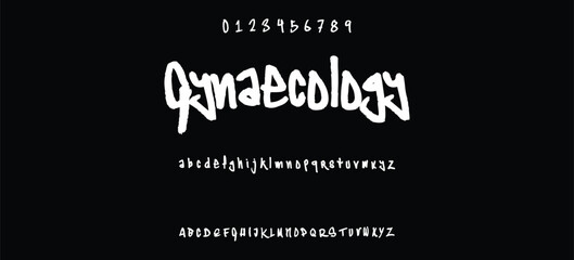 Street alphabet in hip-hop graffiti style, hand drawn. youthful urban atmosphere. energetic expressive title. vector graffiti alphabet on black background