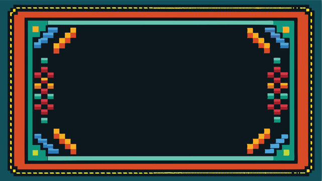 Colorful retro vector game console frame designed for displaying digital artwork or video game graphics in an engaging manner